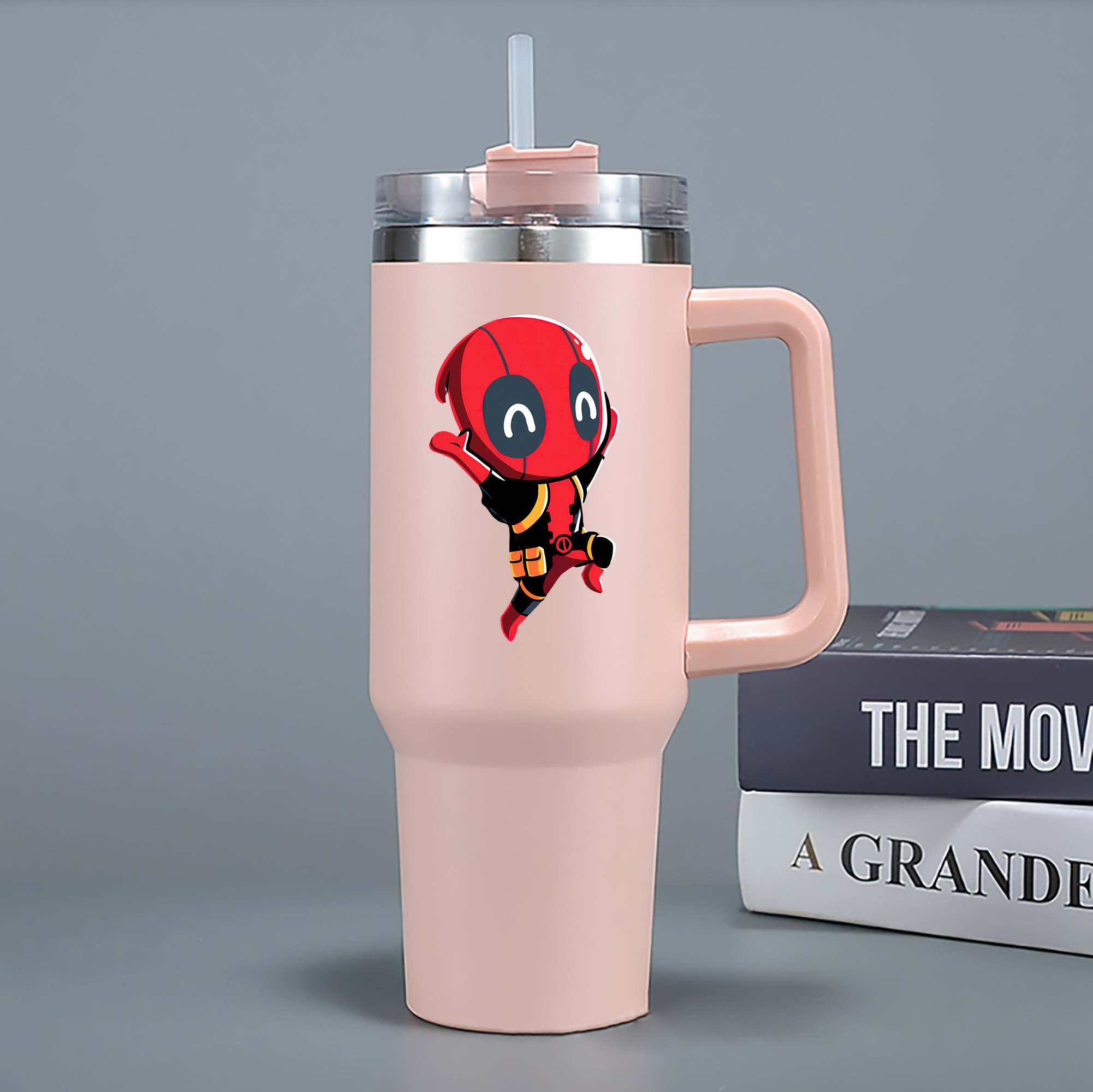 （画像用） Deadpool デッドプール 1200mL車用タンブラー - クリスタルステッカー（プラスチックストロー付き）